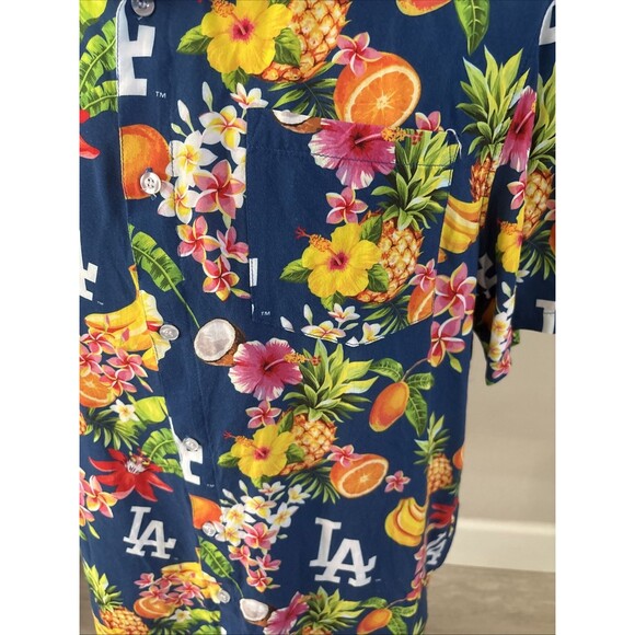 Los Angeles Dodgers MLB Hawaiian Floral Fruits Logo Shirt Men's Size Large - Picture 5 of 16